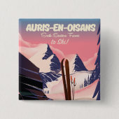 AURIS-EN-OISANSフランスのスキーポスター 缶バッジ (正面)