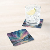 Aurora Borealis スクエアペーパーコースター (インサイチュ)