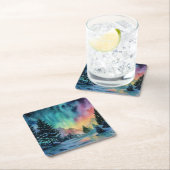 Aurora Borealis スクエアペーパーコースター (インサイチュ)