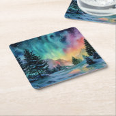 Aurora Borealis スクエアペーパーコースター (アングル)