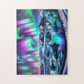 Aurora Borealis Iceland Northern Lights Landscape ジグソーパズル (縦)
