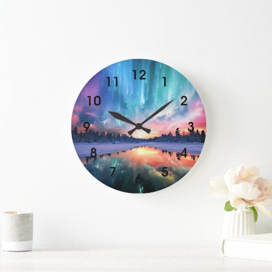 Aurora Borealis, Northern Lights, ラージ壁時計 (ホーム)