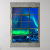 Aurora Borealis Northern Lights Faux Window ポスター (正面)