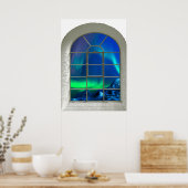Aurora Borealis Northern Lights Faux Window Art ポスター (キッチン)