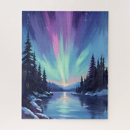 Aurora Borealis | Northern Lights Watercolor ジグソーパズル (縦)