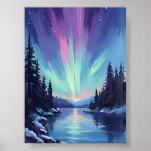 Aurora Borealis | Northern Lights Watercolor ポスター (正面)
