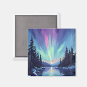 Aurora Borealis | Northern Lights Watercolor マグネット (正面/裏面)
