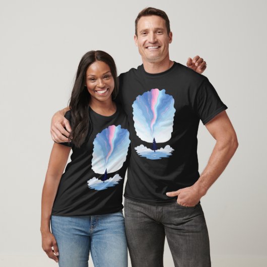 Aurora Borealis Pink Blue Swirl Pine Tree Winter Tシャツ (ユニセックス)