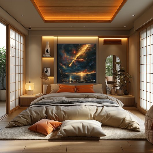 Aurora cósmica sobre el océano ポスター