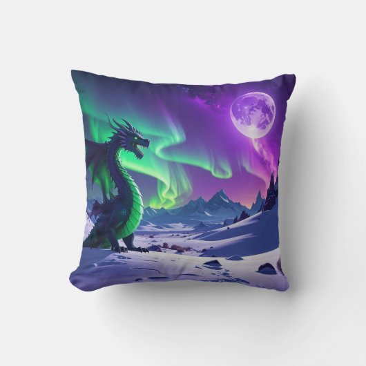 Aurora Dragon – Northern Lights Fantasy Mousepad クッション (正面)