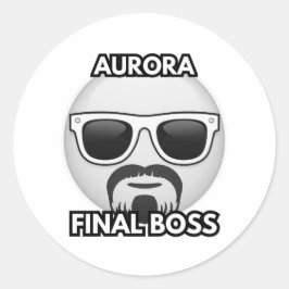 Aurora Final Boss Cool Emoji Sticker ラウンドシール