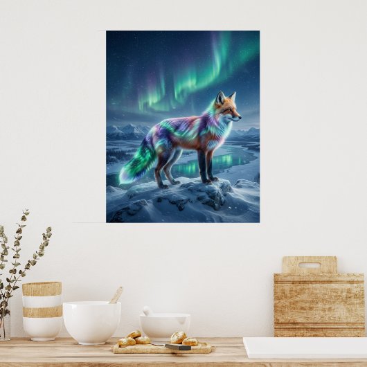 Aurora Fox Frozen Landscape ポスター (キッチン)