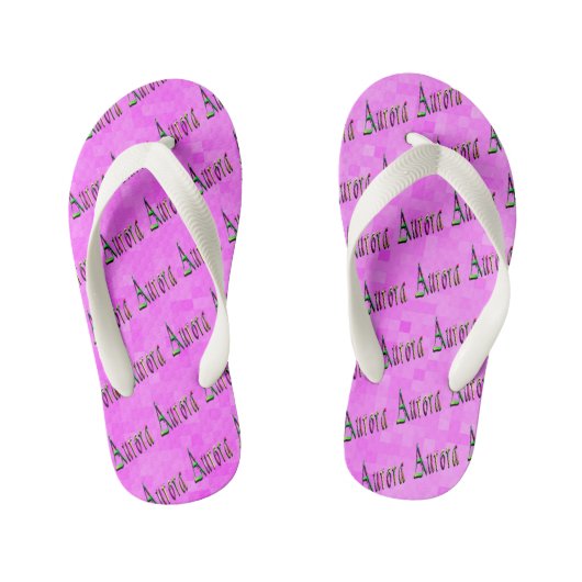 Aurora Girlsの名前ロゴ、 キッズビーチサンダル (フットベッド)