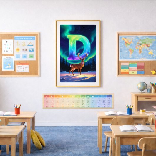 Aurora Letter D Poster | Northern Lights Art Print ポスター