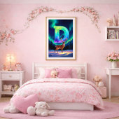 Aurora Letter D Poster | Northern Lights Art Print ポスター