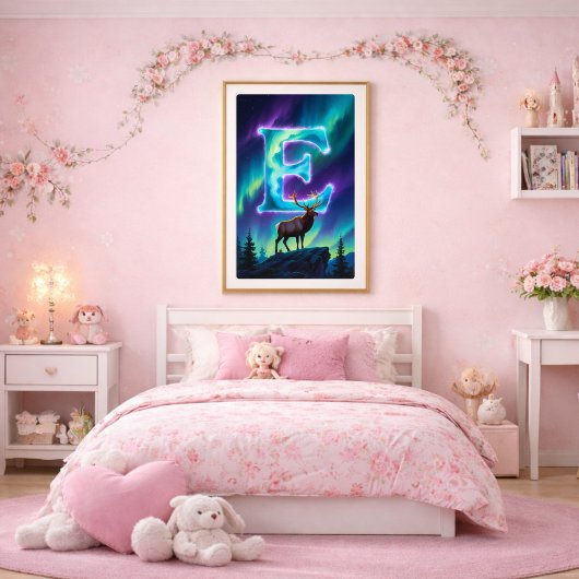 Aurora Letter E Poster | Northern Lights Art Print ポスター