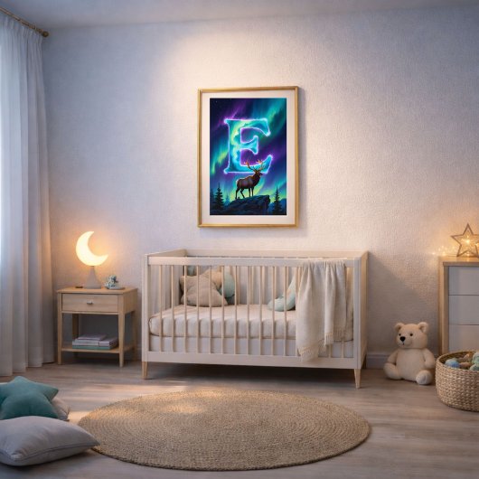 Aurora Letter E Poster | Northern Lights Art Print ポスター