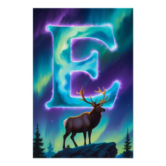 Aurora Letter E Poster | Northern Lights Art Print ポスター (正面)