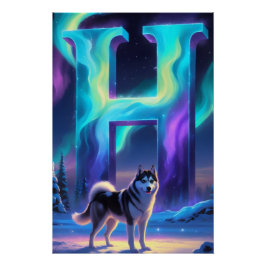 Aurora Letter H Poster | Northern Lights Art Print ポスター