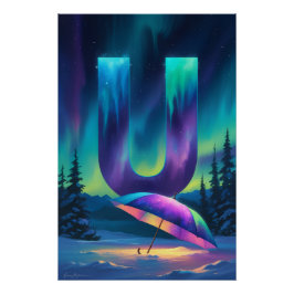 Aurora Letter U Poster | Northern Lights Art ポスター