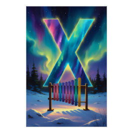 Aurora Letter X Poster | Northern Lights Art ポスター