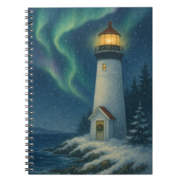 Aurora Lighthouse Christmas Card ノートブック