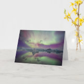 Aurora Lights Reflect Lagoon | Iceland カード (黄色い花)
