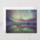Aurora Lights Reflect Lagoon | Iceland ポストカード (正面/裏面)