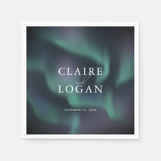 Aurora Northern Lights Wedding スタンダードカクテルナプキン (正面)