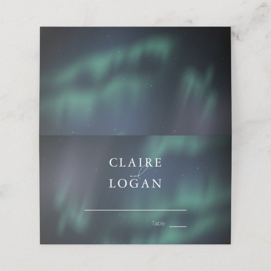 Aurora Northern Lights Wedding プレイスカード (外部開封)
