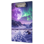 Aurora Peaks – Fantasy Dragon Night Sky Desk Mat クリップボード (左)