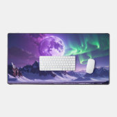 Aurora Peaks – Fantasy Dragon Night Sky Desk Mat デスクマット (キーボード&マウス)