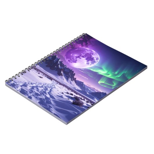 Aurora Peaks – Fantasy Dragon Night Sky Desk Mat ノートブック (左側)