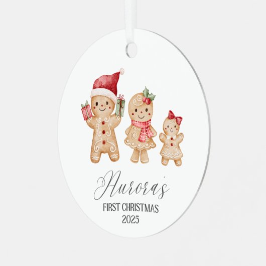 Aurora Personalized Baby's First Christmas メタルオーナメント (正面左)