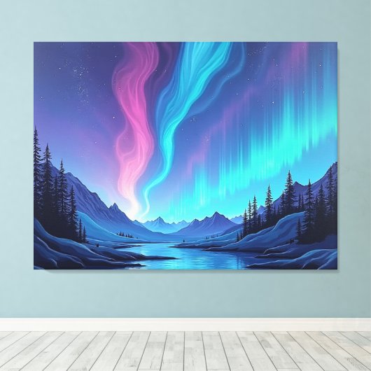 Aurora Tide – Premium 40"x32" Fluid Art Canvas キャンバスプリント (インサイチュ (ウッドフロア))
