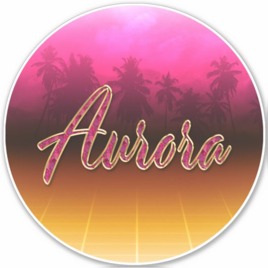 Aurora Vorname Name golden pink Aufkleber Sticker シール (正面)