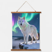 Aurora Wolf Canvas Print: A Majestic Winter Scene 吊り下げ型タペストリー (正面)