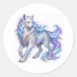 Aurora Wolf Sticker ラウンドシール