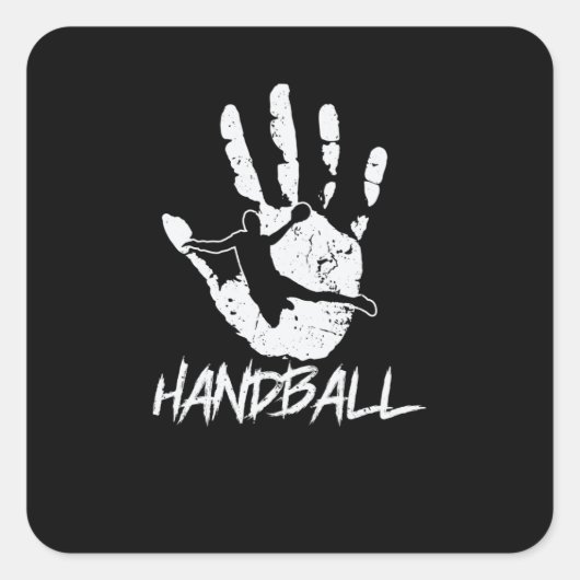 aus Hand und Ball wird Handball スクエアシール (正面)