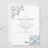 AUSHA ダスティーブルー フラワーブルー ブライダルシャワー 招待状 (正面)