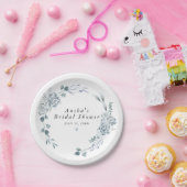 AUSHA ダスティーブルー 花柄 男の子 ベビーシャワー ペーパープレート (パーティー)