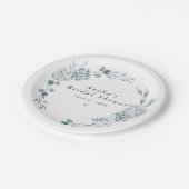 AUSHA ダスティーブルー 花柄 男の子 ベビーシャワー ペーパープレート (アングル)