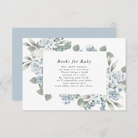 AUSHA Dusty Blue Books forベビーエンクロージャカード 招待状 (正面/裏面)