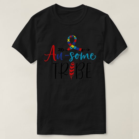 Ausome Tribe Autism Awareness Puzzle Ribbon Matchi Tシャツ (デザイン正面)