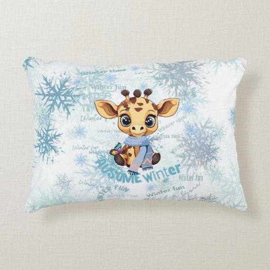Ausome Winter – One of a Kind Snowflake Giraffe  アクセントクッション (正面)