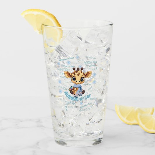 Ausome Winter – One of a Kind Snowflake Giraffe  タンブラーグラス (アイス正面)