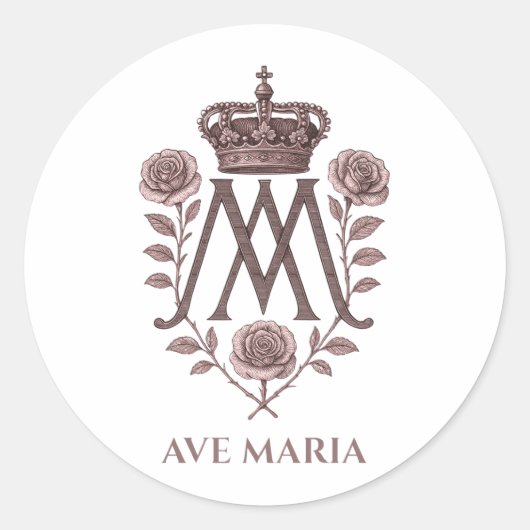 Auspice Maria Catholic Round Sticker ラウンドシール (正面)