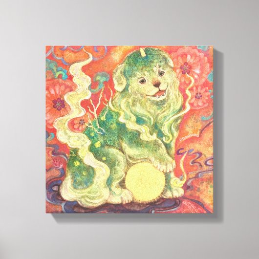 Auspicious Komainu: Guardian of Yuzen Dreams (A Fo キャンバスプリント (正面)