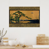 Auspicious pine, bamboo, plum, crane, and turtles ポスター (キッチン)