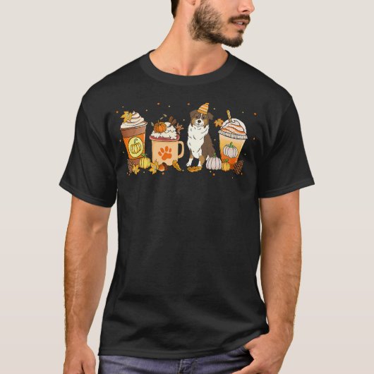 Aussie Coffee Pumpkin Spice Dog Lovers Fall Thanks Tシャツ (正面)
